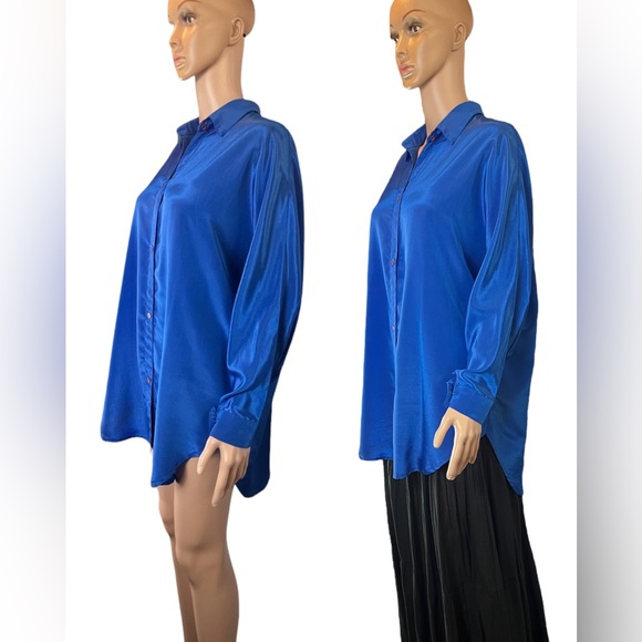 AnNa Clothing Tunic Long Sleeve Button Down, Blue |2X - Picture 14 of 16